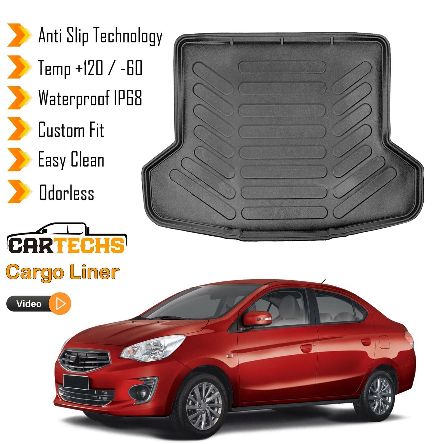Cargo Liner Rear Trunk Floor Mat For Mitsubishi Mirage G4 2017-2024 3D Boot Tray