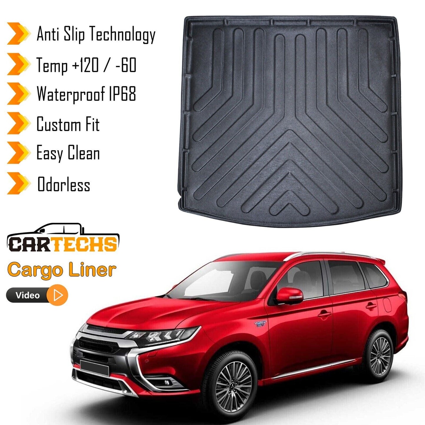Cargo Liner Rear Trunk Floor Mat For Mitsubishi Outlander PHEV Hybrid 2020-2024