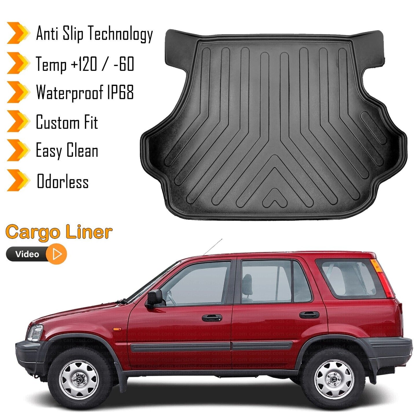 Cargo Liner Rear Trunk Floor Mat For Honda CR-V 1995-2001 3D Boot Tray Black