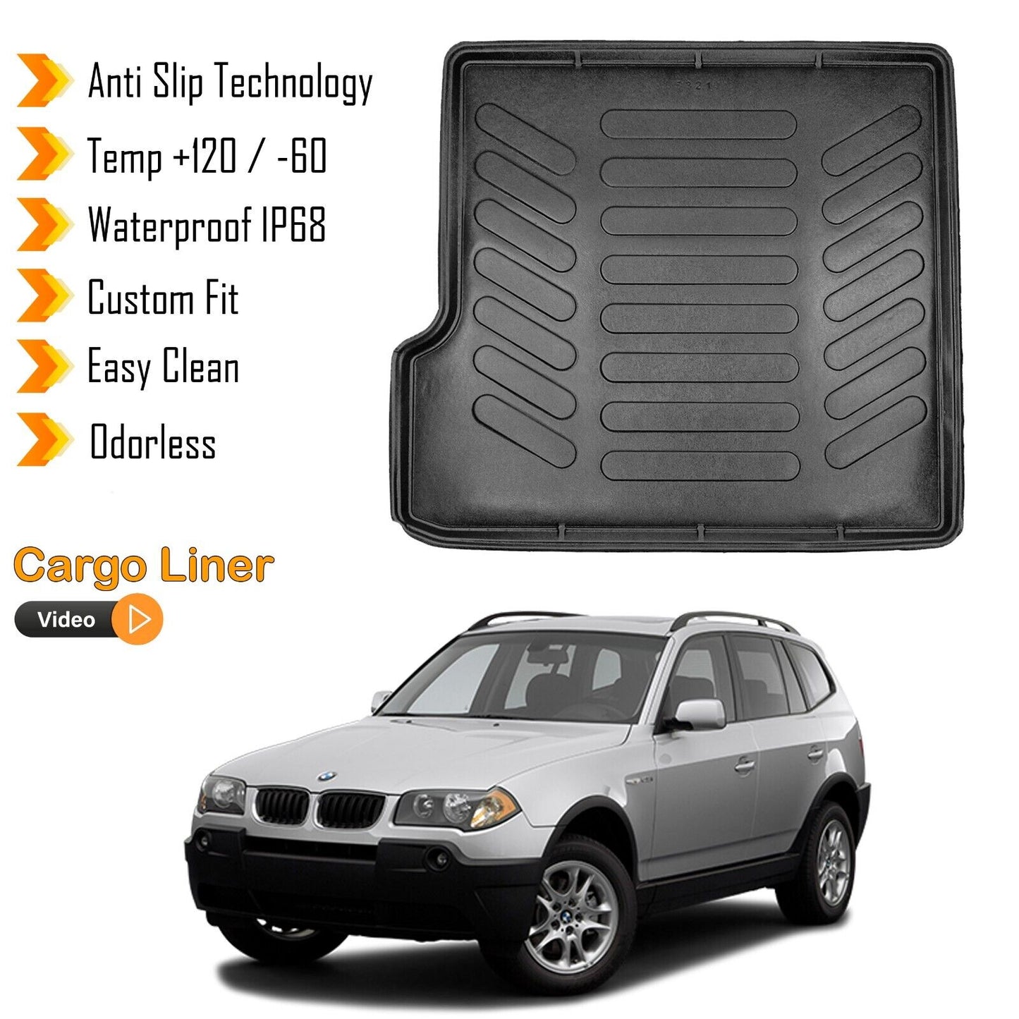 Cargo Liner Rear Trunk Floor Mat Fits BMW X3 E83 2003-2010 Waterproof Boot Tray