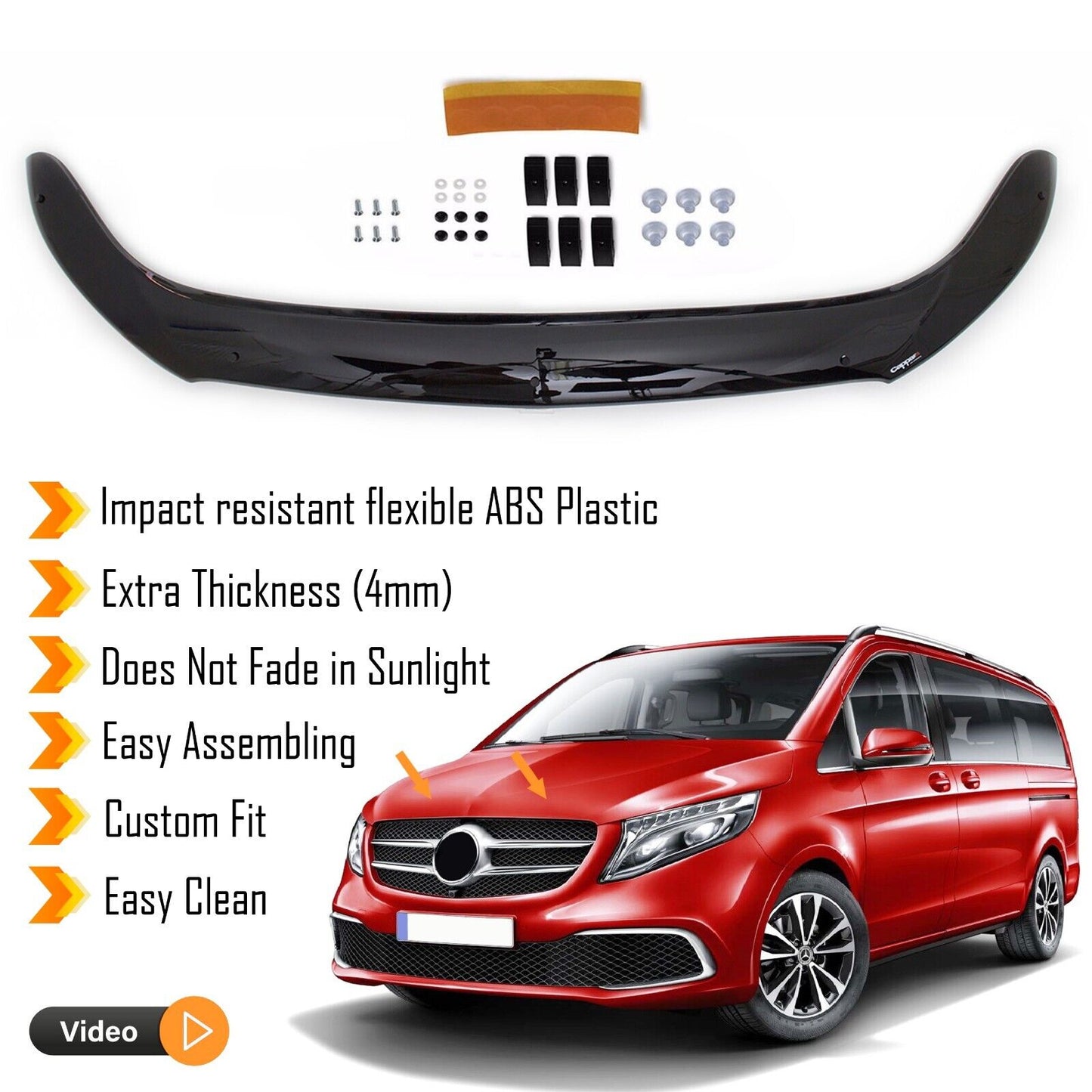 Hood Deflector Guard Fits Mercedes Metris W447 /Vito 2014-2023 Bonnet Protector