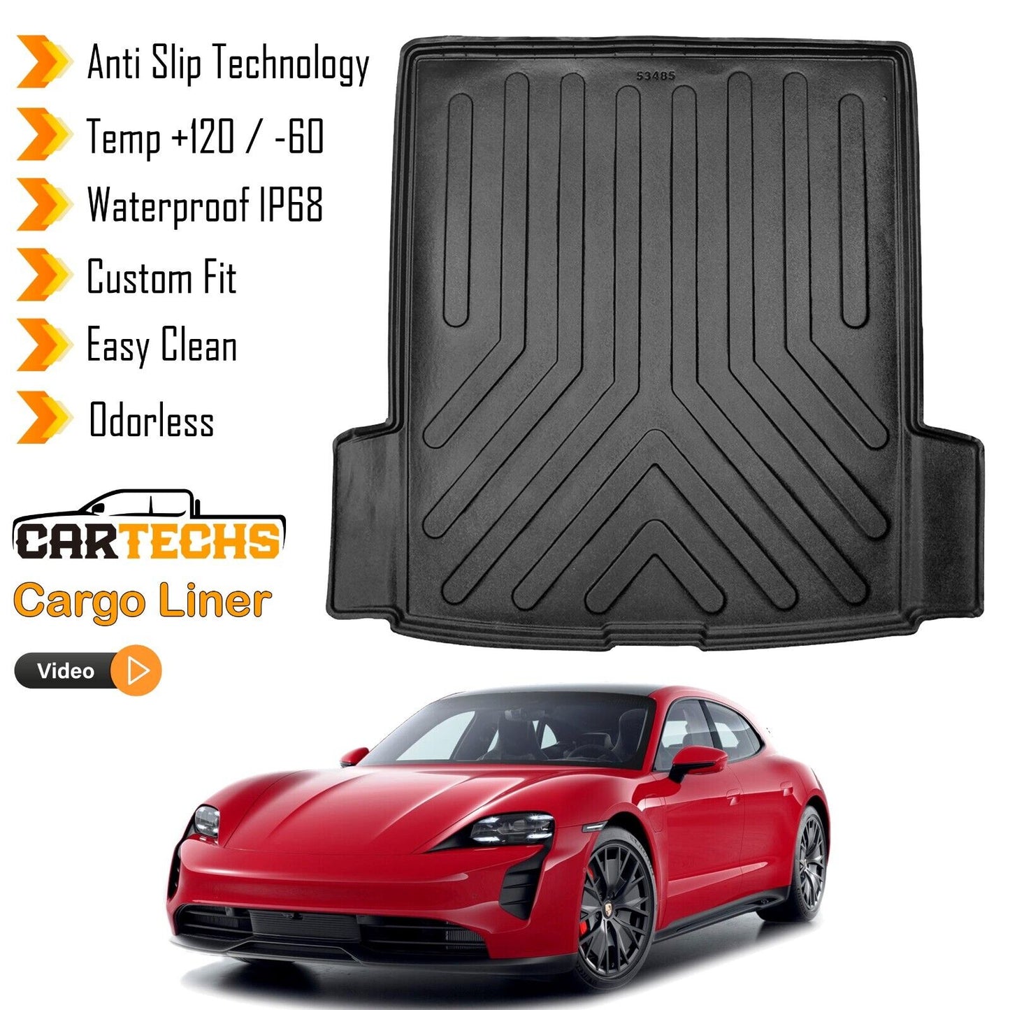 Cargo Liner Rear Trunk Floor Mat Fits Porsche Taycan 2019-2023 Boot Tray Black