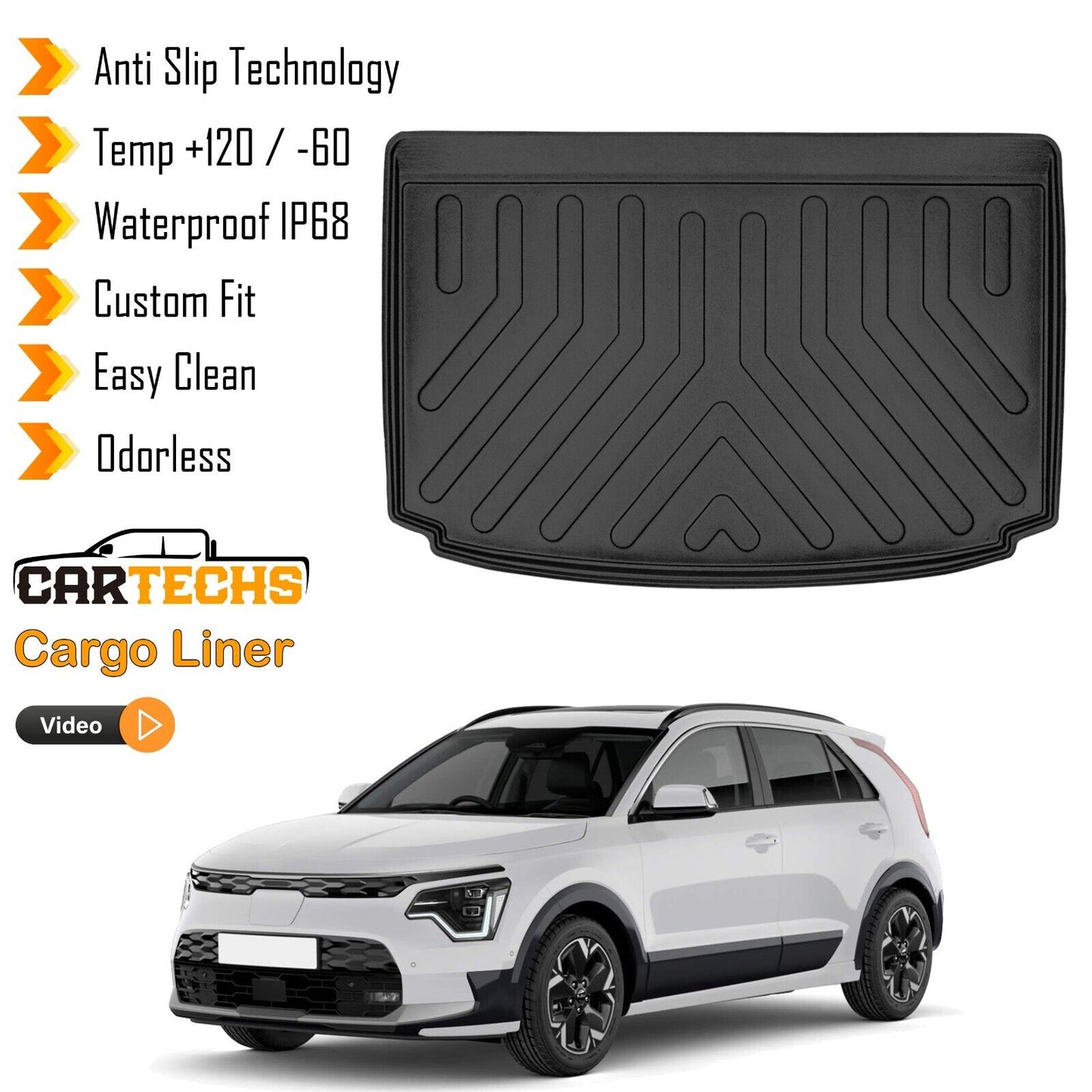 Cargo Liner Rear LOWER Trunk Floor Mat Fits Kia Niro EV 2022-2024 3D Boot Tray