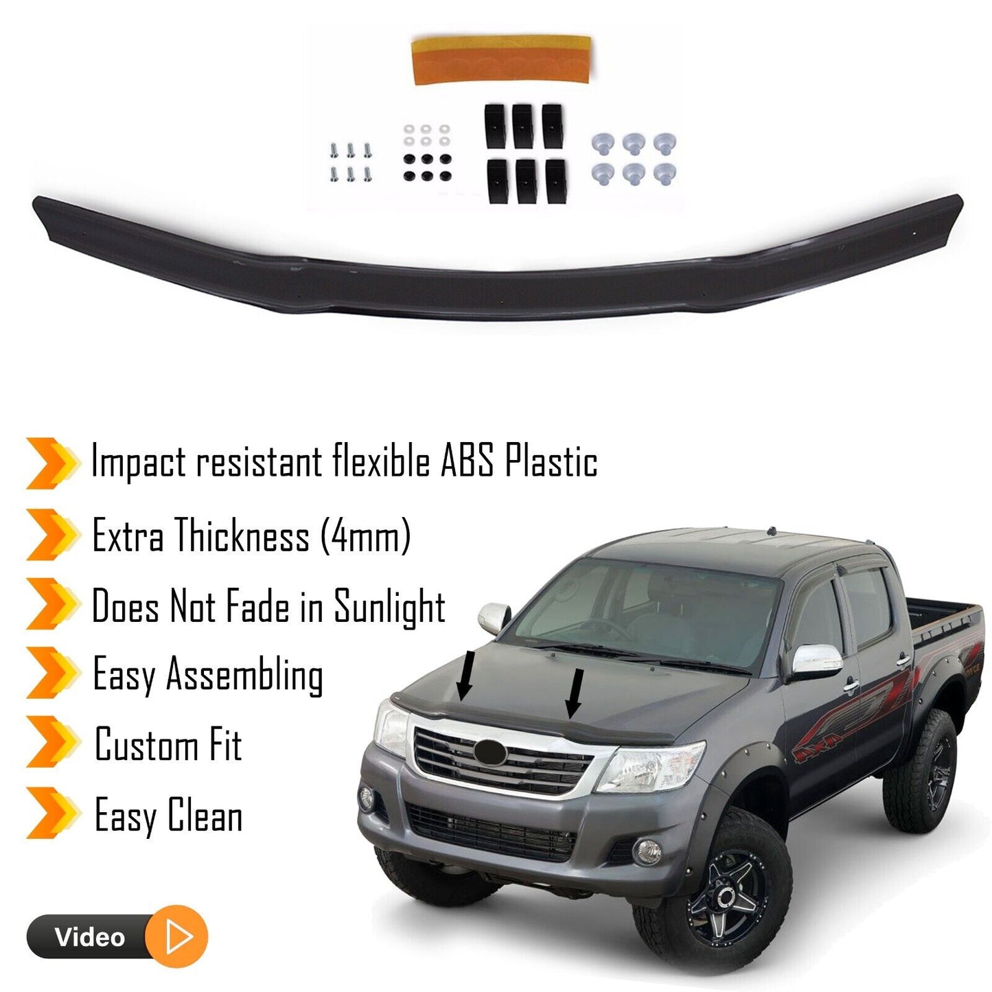 Hood Deflector Guard Fits Toyota Hilux 2012-2015 Bug Shield Bonnet Protector