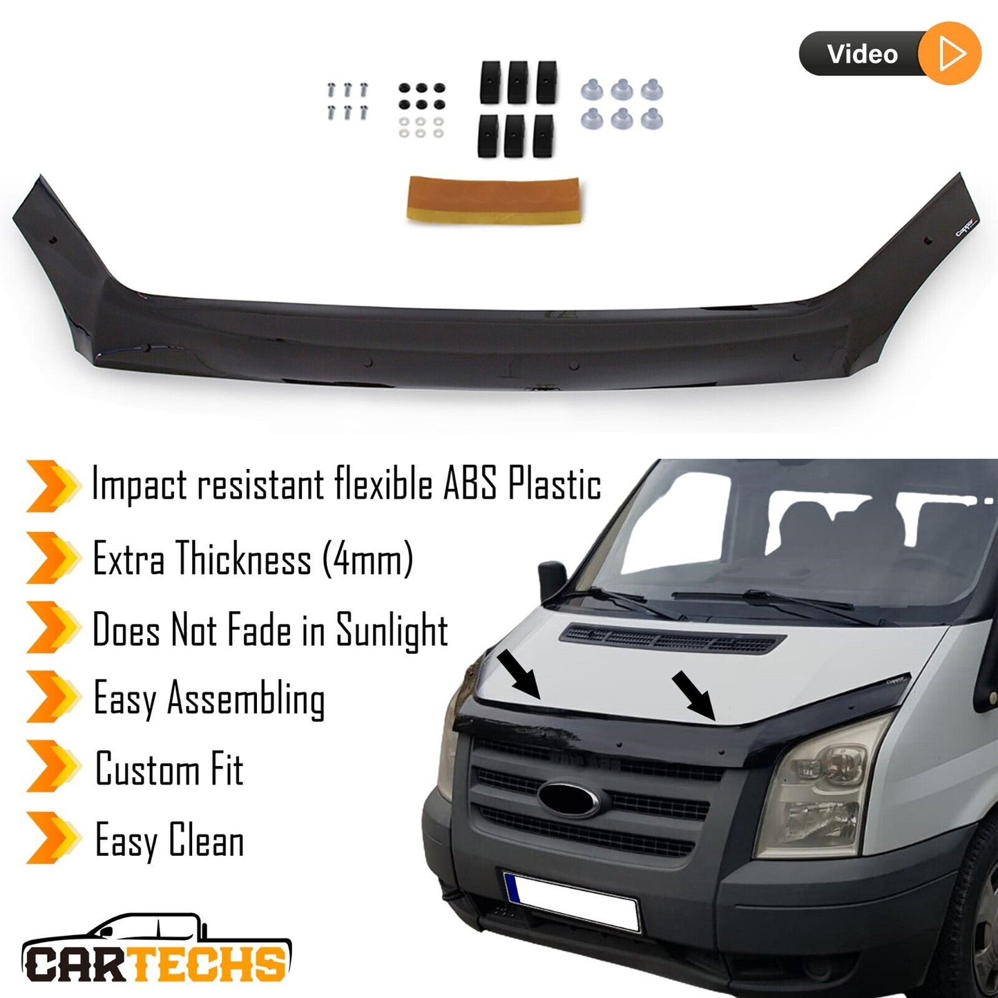 Hood Deflector Guard Fits Ford Transit 2006-2013 Facelift Bug Shield Protector