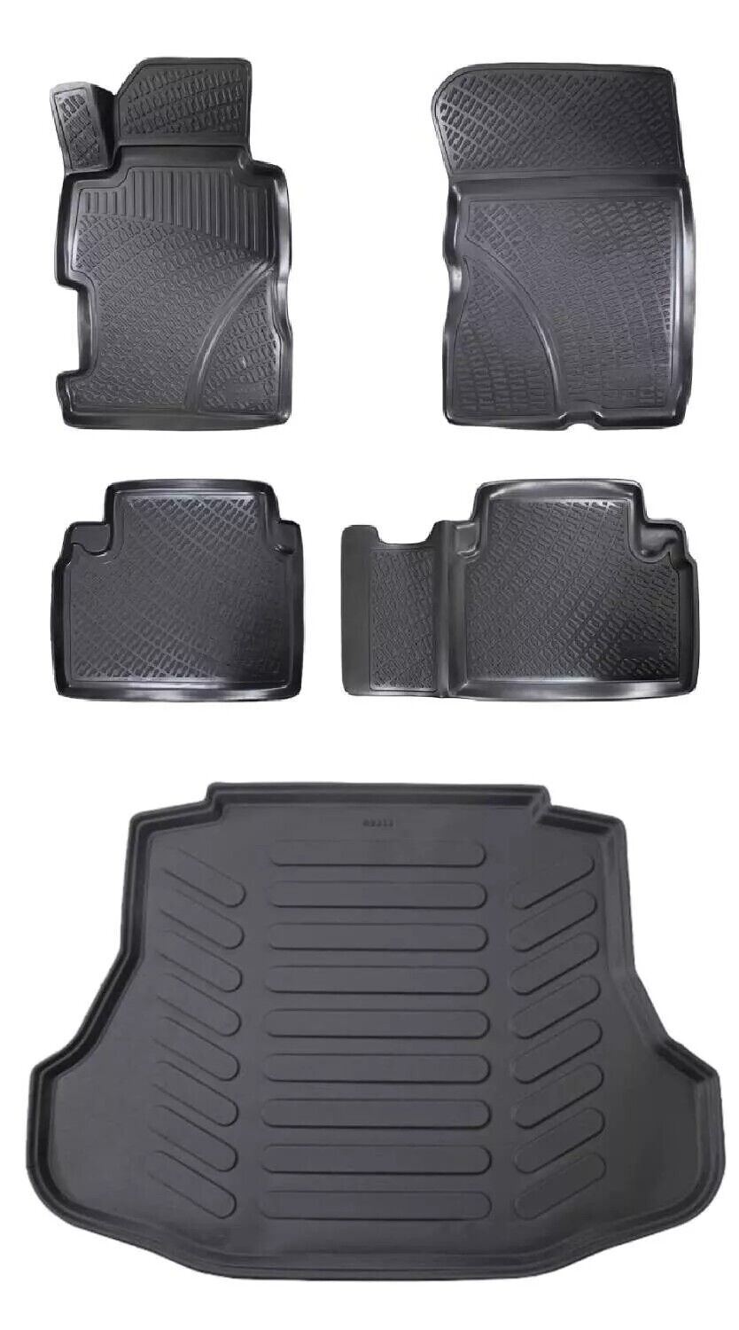 Floor Mats + Cargo Trunk Liner Fits Honda Civic Sedan 2006-2011 3D Black Set