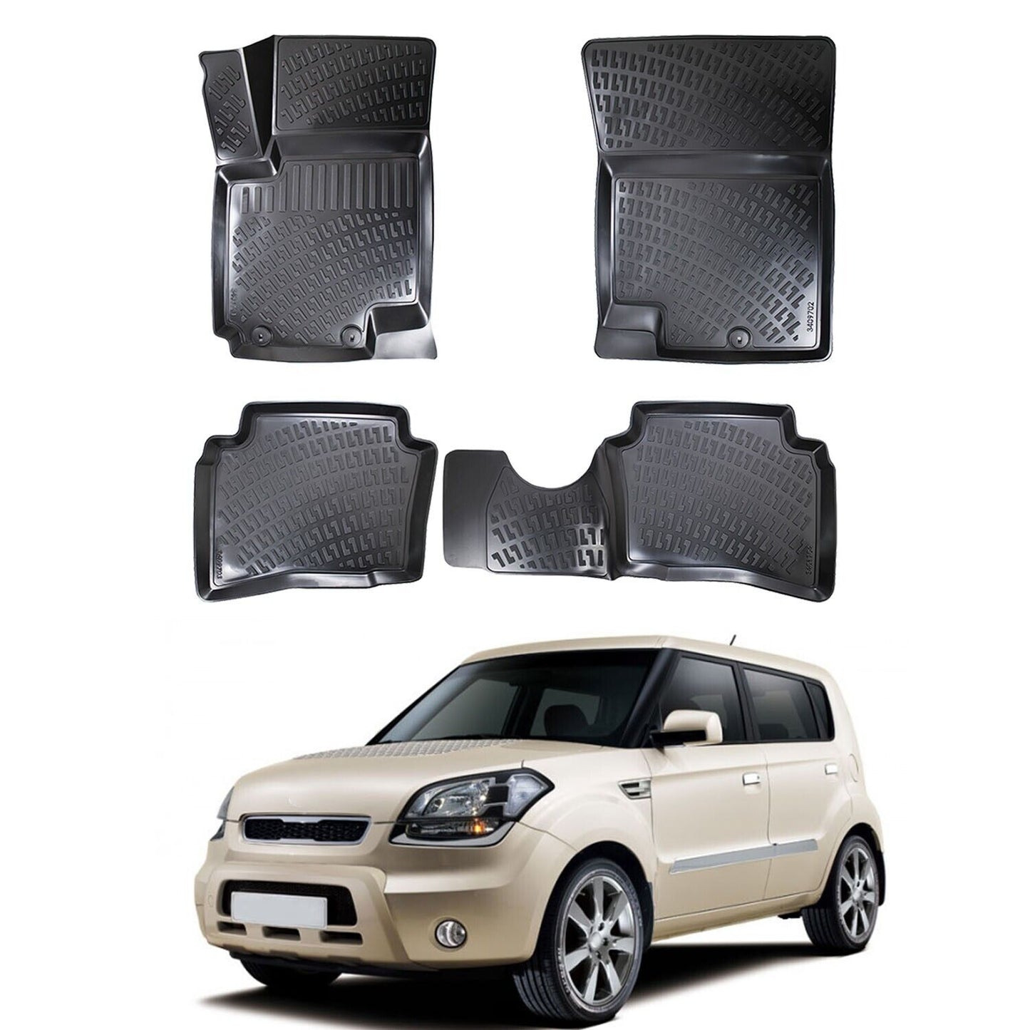Floor Mats Liner Fits Kia Soul 2010-2013 Waterproof 3D Molded All Weather Black
