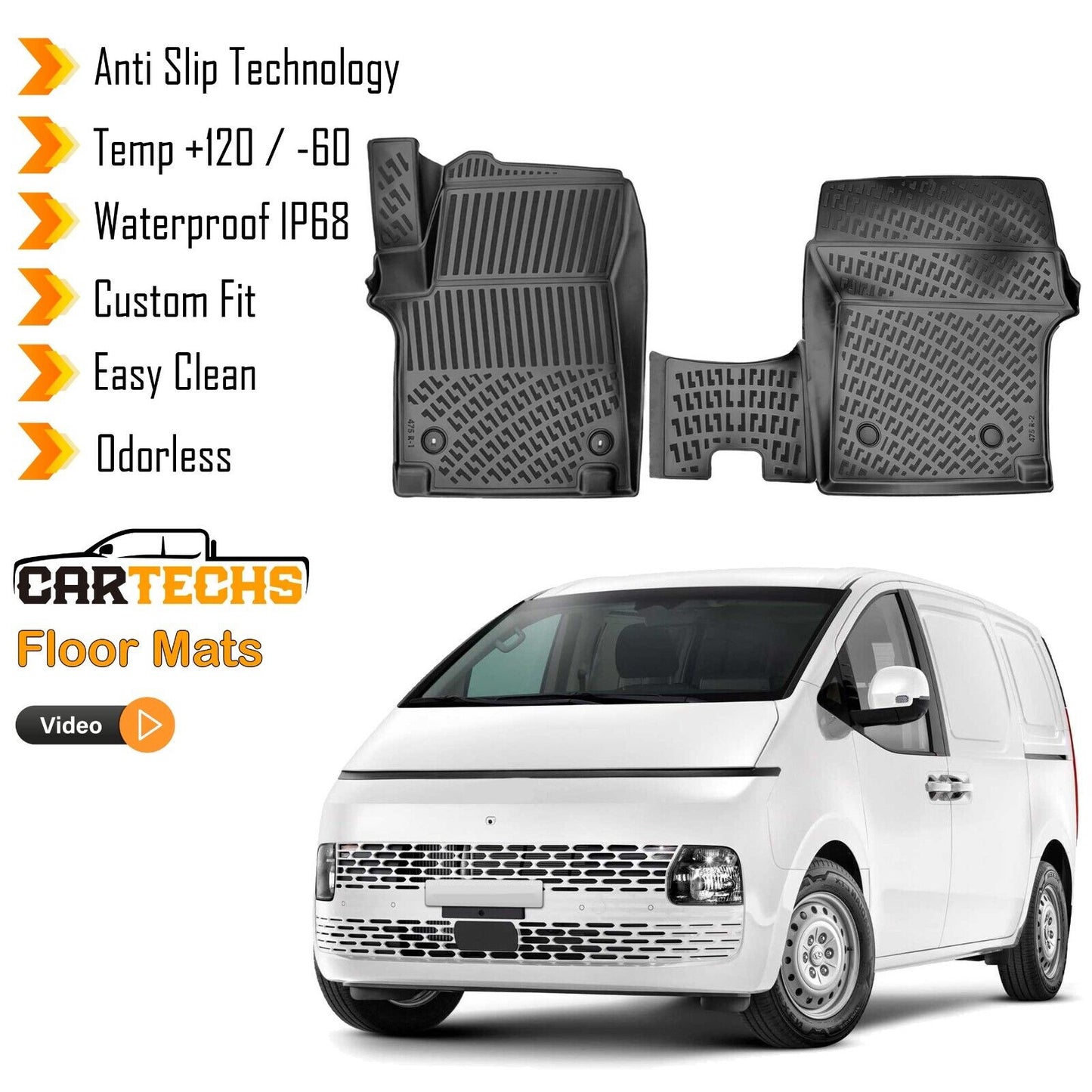 Floor Mats Liner Fits Hyundai Staria 2022-2023 Waterproof 3D Molded All Weather