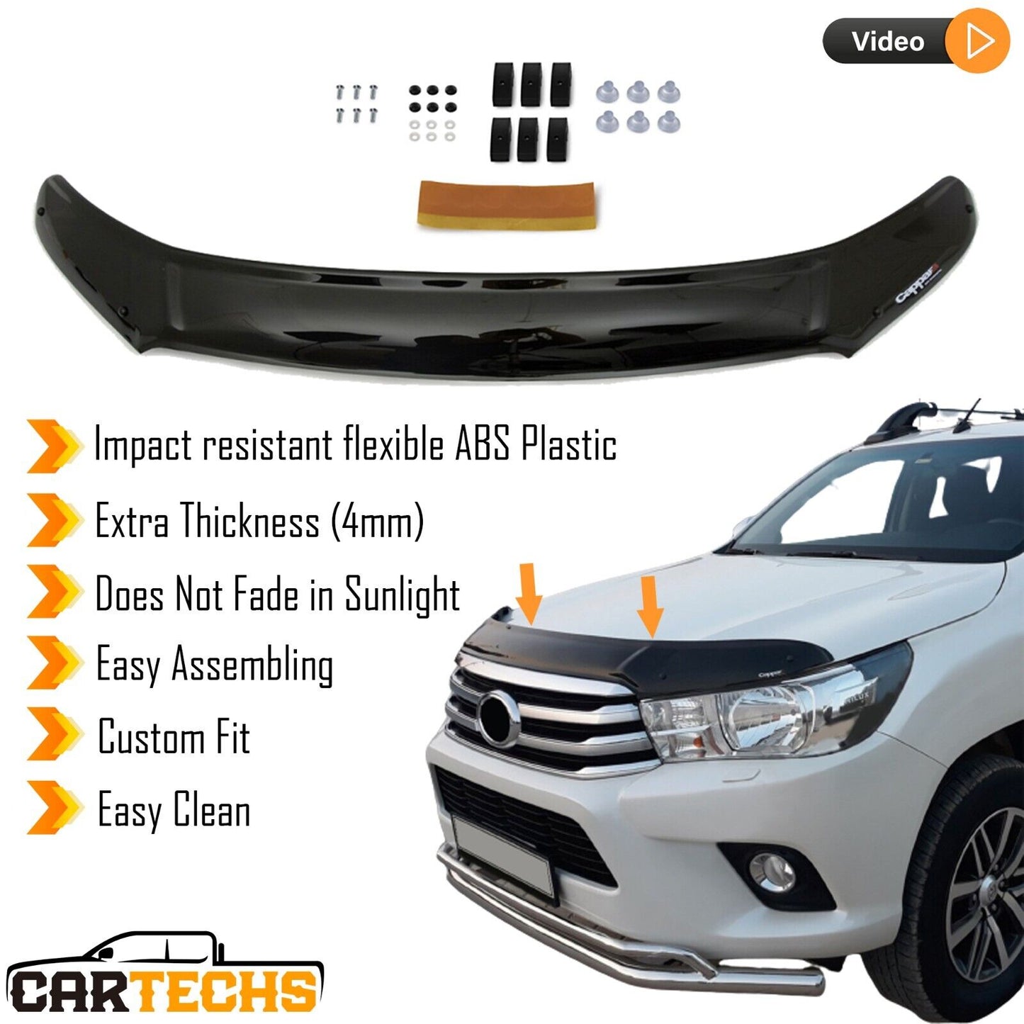 Hood Deflector Guard for Toyota Hilux 2015-2020 Bug Shield Bonnet Protector