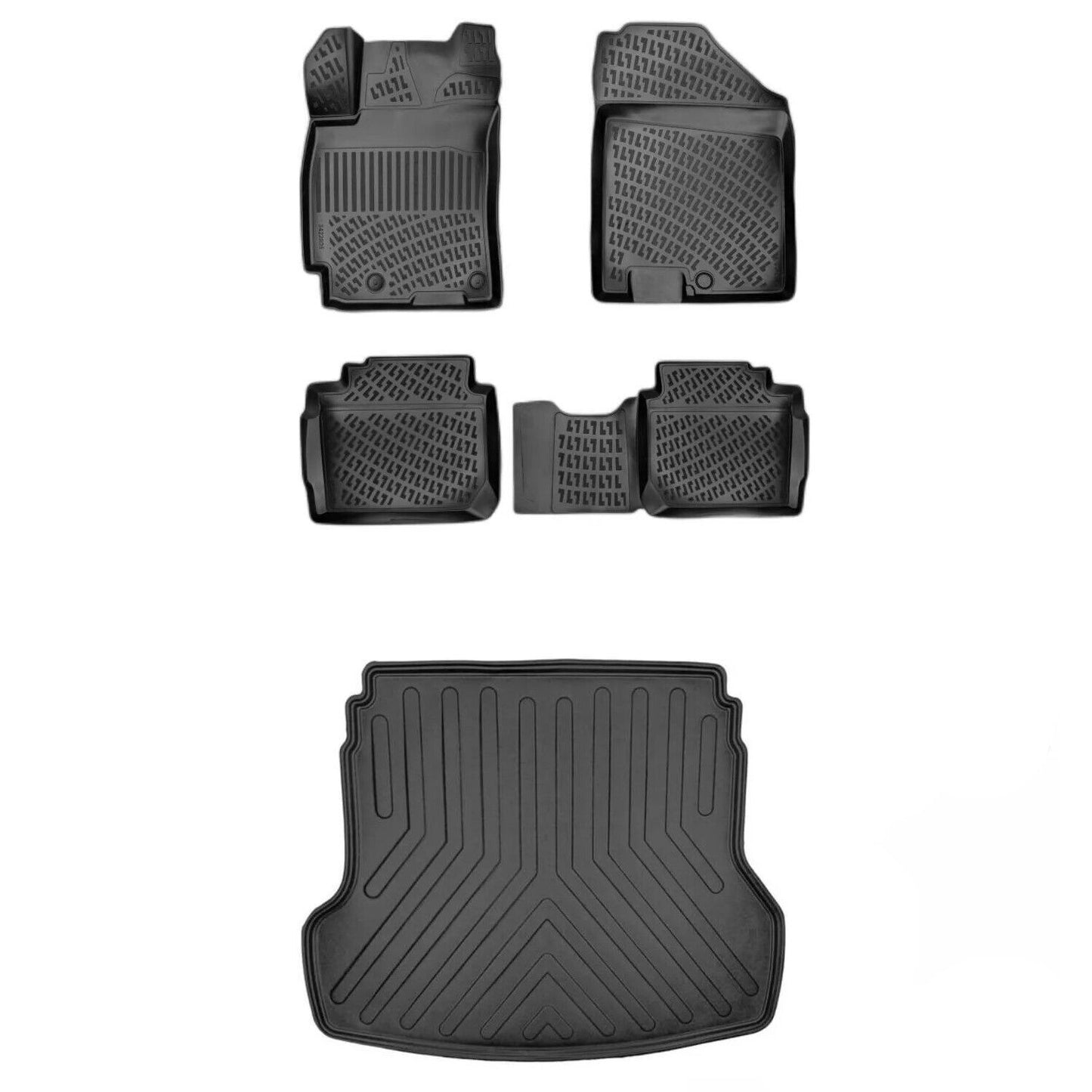 Floor Mats + Cargo Trunk Liner For Kia Forte 2022-2024 3D Molded Black SET