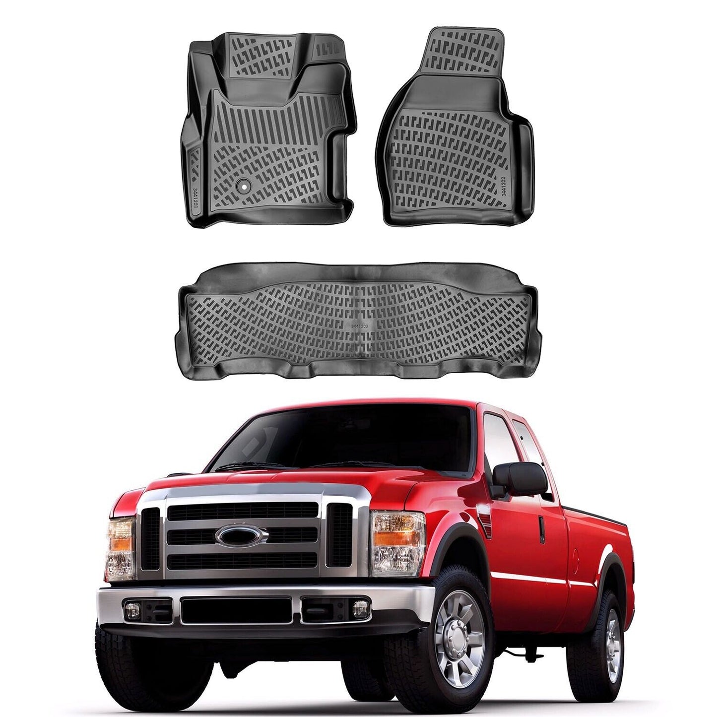 Floor Mats Liner Fits Ford F-250 2008-2010 USA Waterproof 3D Molded All Weather