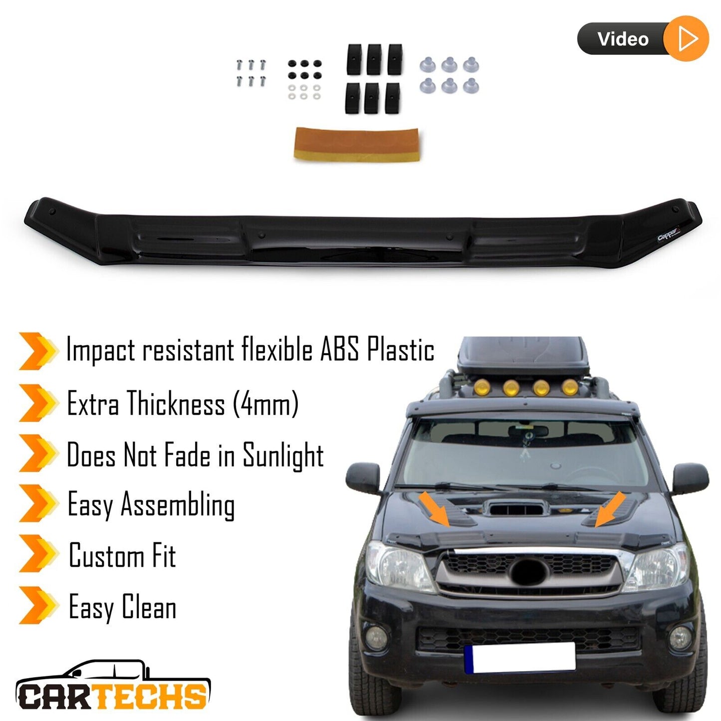 Hood Deflector Guard Fits Toyota Hilux 2006-2011 Bug Shield Bonnet Protector