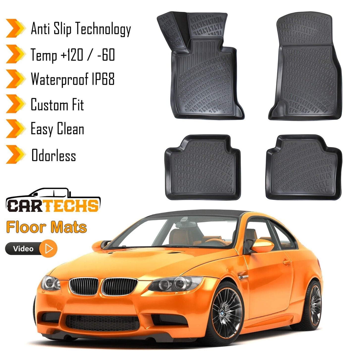 Floor Mats Liner For BMW 3 Series E90 2006-2011 Waterproof 3D Molded All Weather