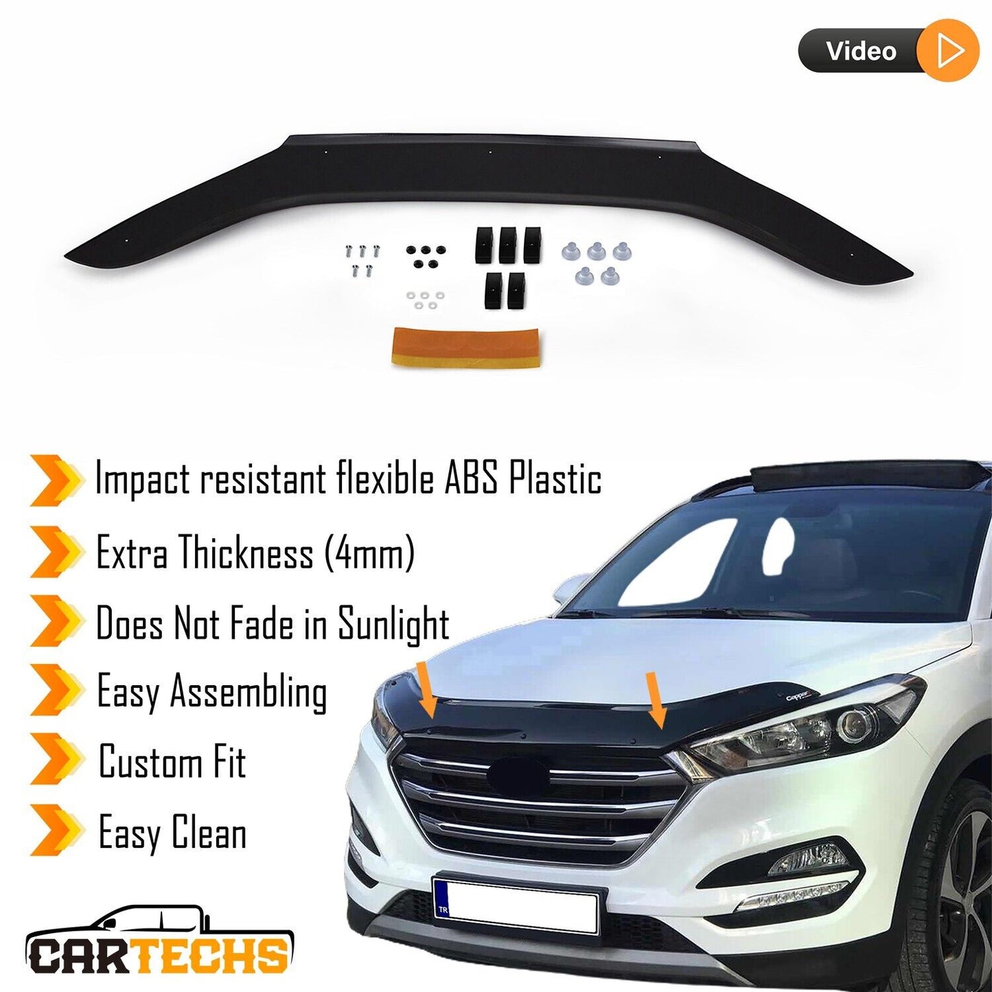 Premium Hood Deflector Guard Fits Hyundai Tucson 2016-2021 Bonnet Protector