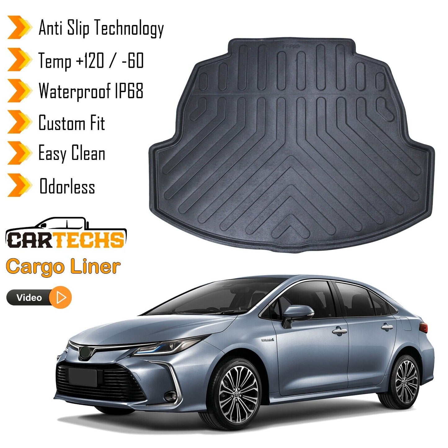 Cargo Liner Rear Trunk Floor Mat Fits Toyota Corolla SEDAN 2018-2024 Boot Tray