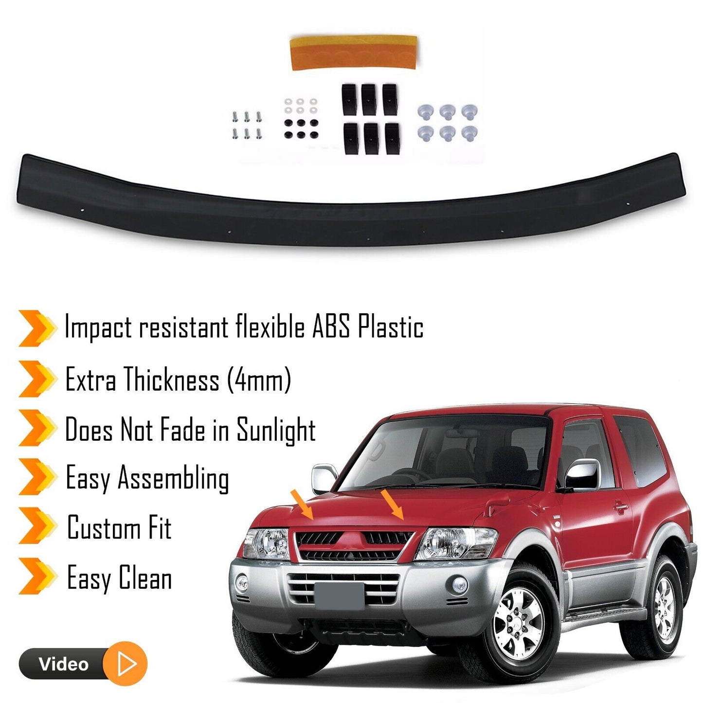 Hood Deflector Guard For Mitsubishi Pajero 1999-2006 Bug Shield Bonnet Protector