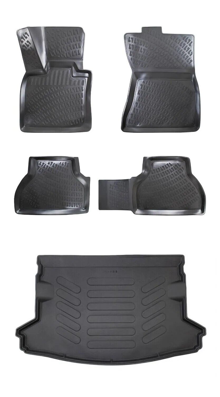 Floor Mats + Cargo Trunk Liner Fits BMW X5 E70 2007-2013 Eco Black 5x SET
