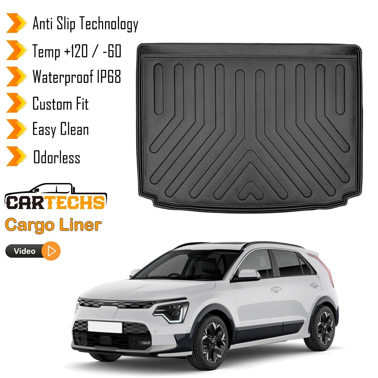 Cargo Liner Rear UPPER Trunk Floor Mat Fits Kia Niro Hybrid 2022-2024 Boot Tray