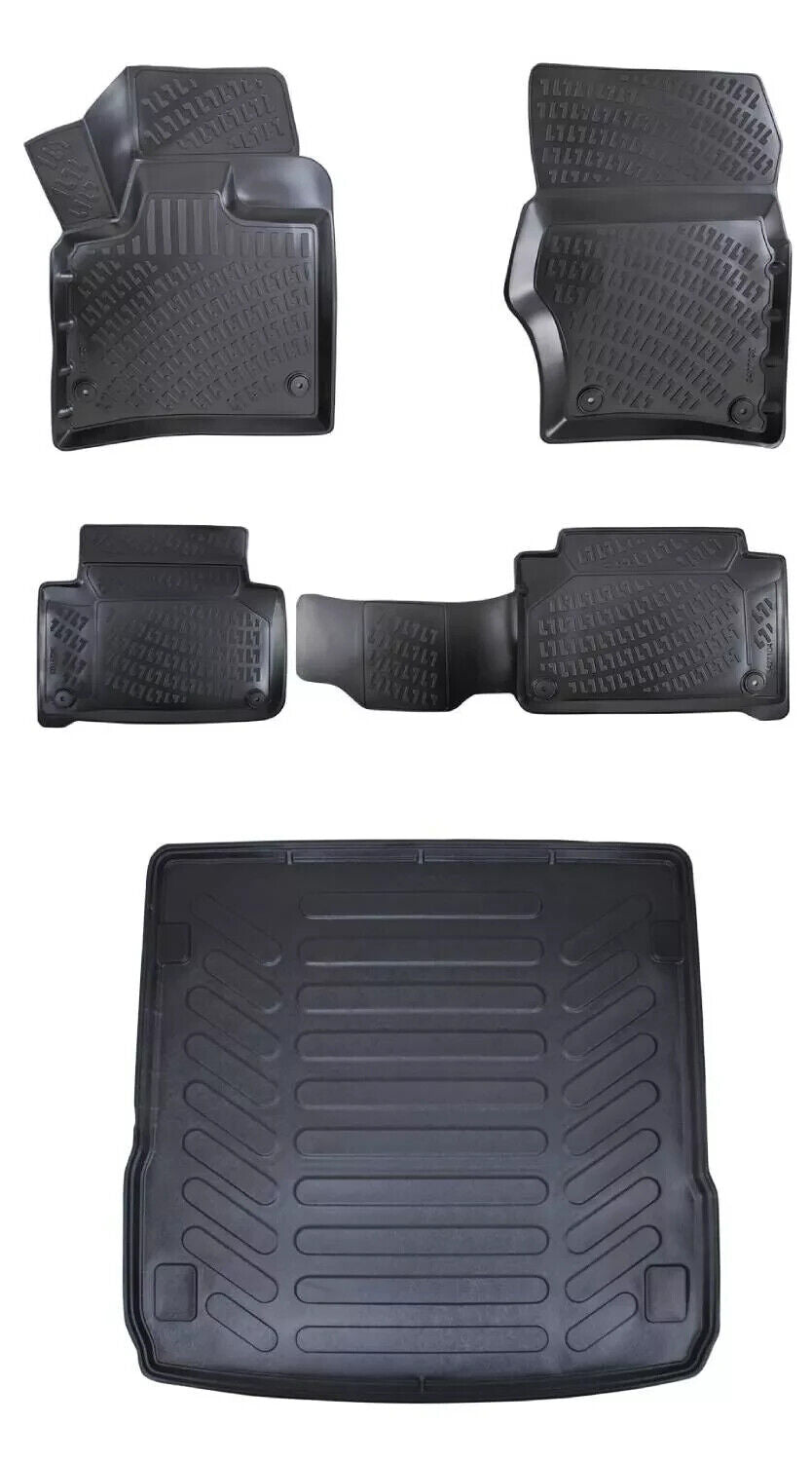 Floor Mats + Cargo Trunk Liner Fits Audi Q7 2006-2015 3D Eco Black Set