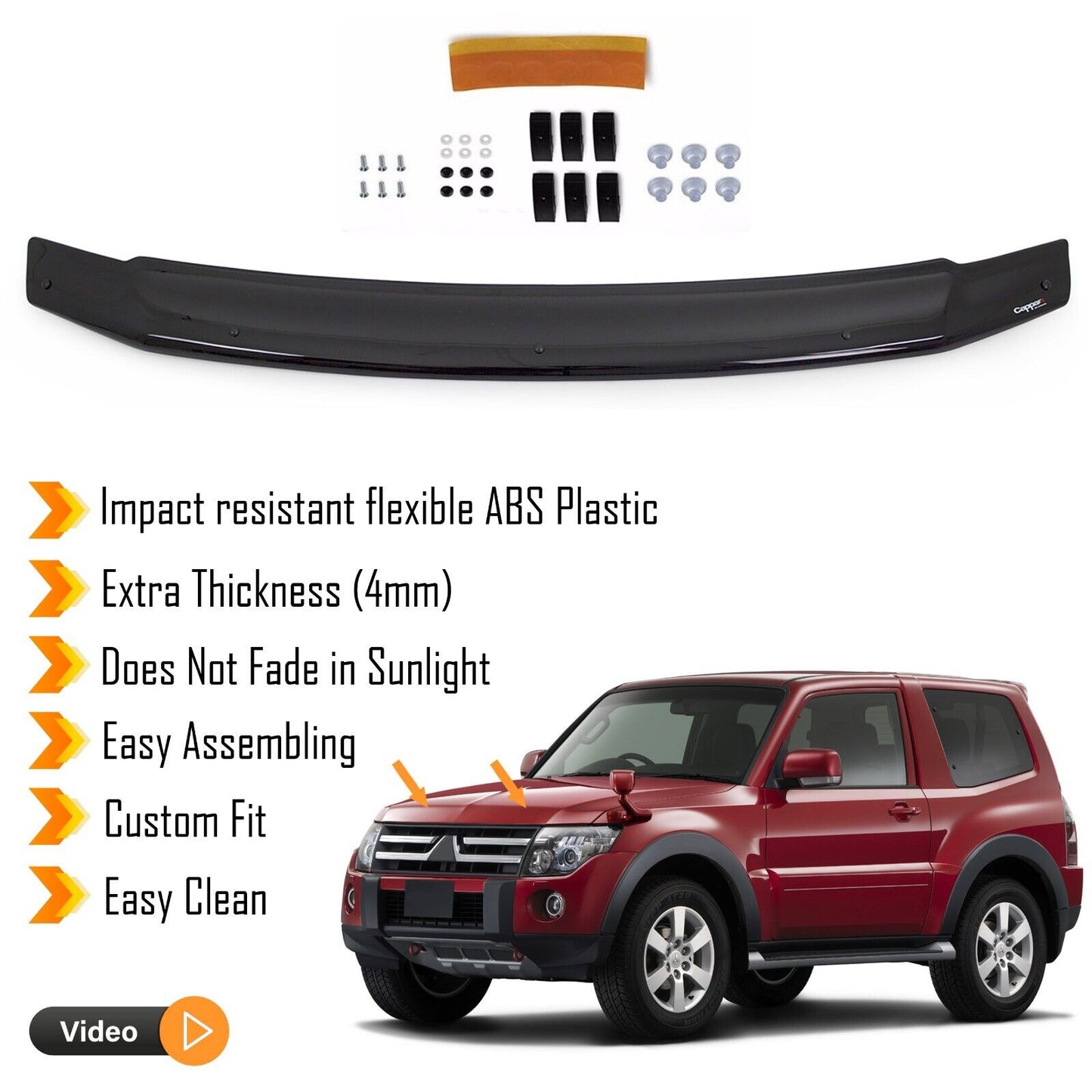 Hood Deflector Guard For Mitsubishi Pajero 2007-2019 Bug Shield Bonnet Protector