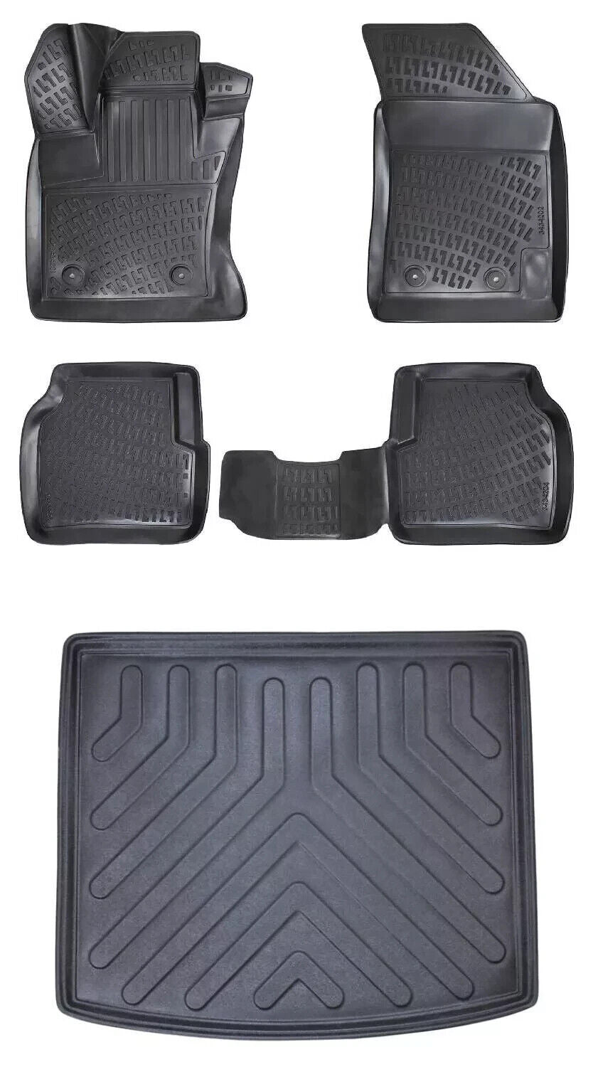 Floor Mats + Cargo Trunk Liner Fits Jeep Compass 2017-2024 3D Black SET