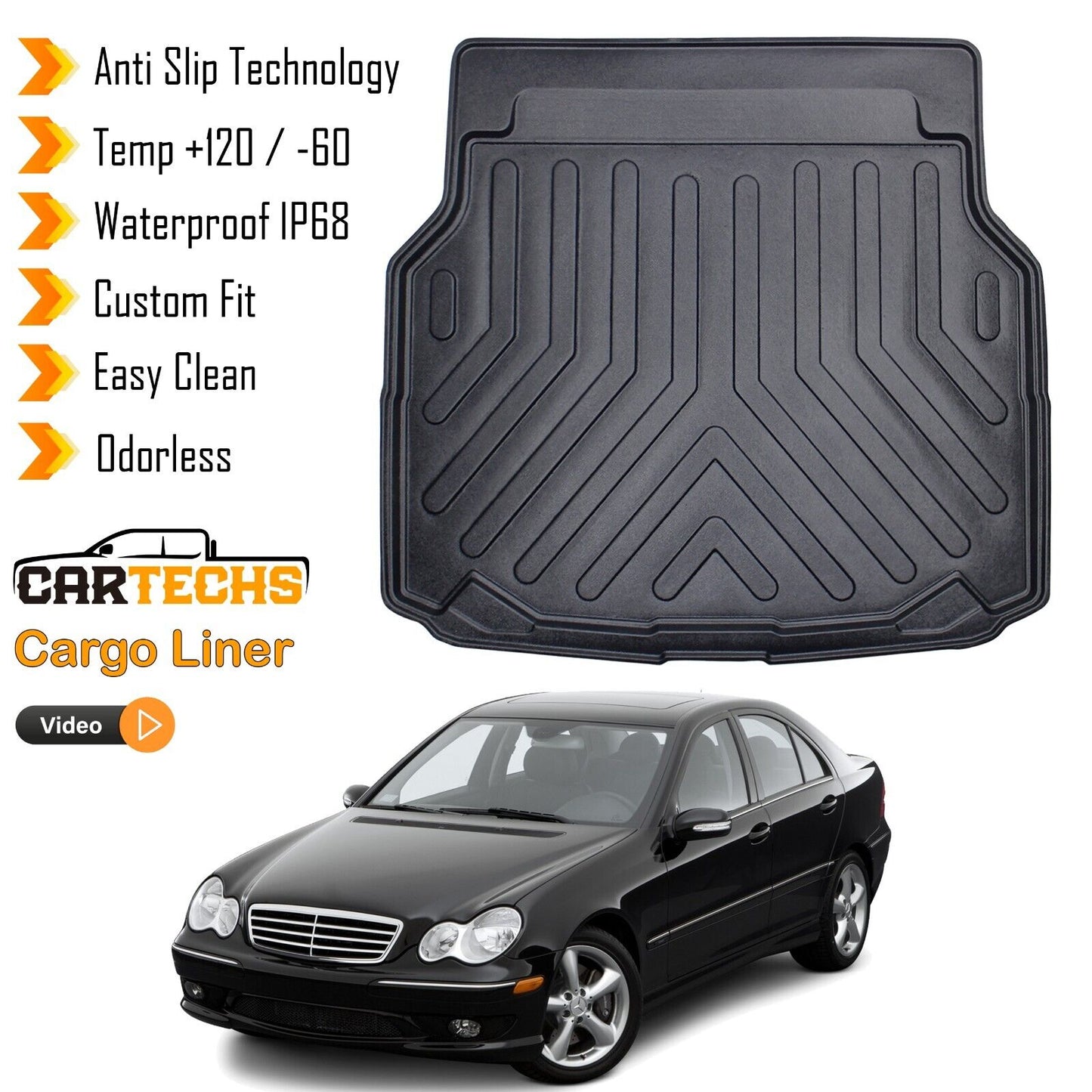 Cargo Liner Rear Trunk Floor Mat Fits Mercedes C-Class W203 2000-2006 Boot Tray