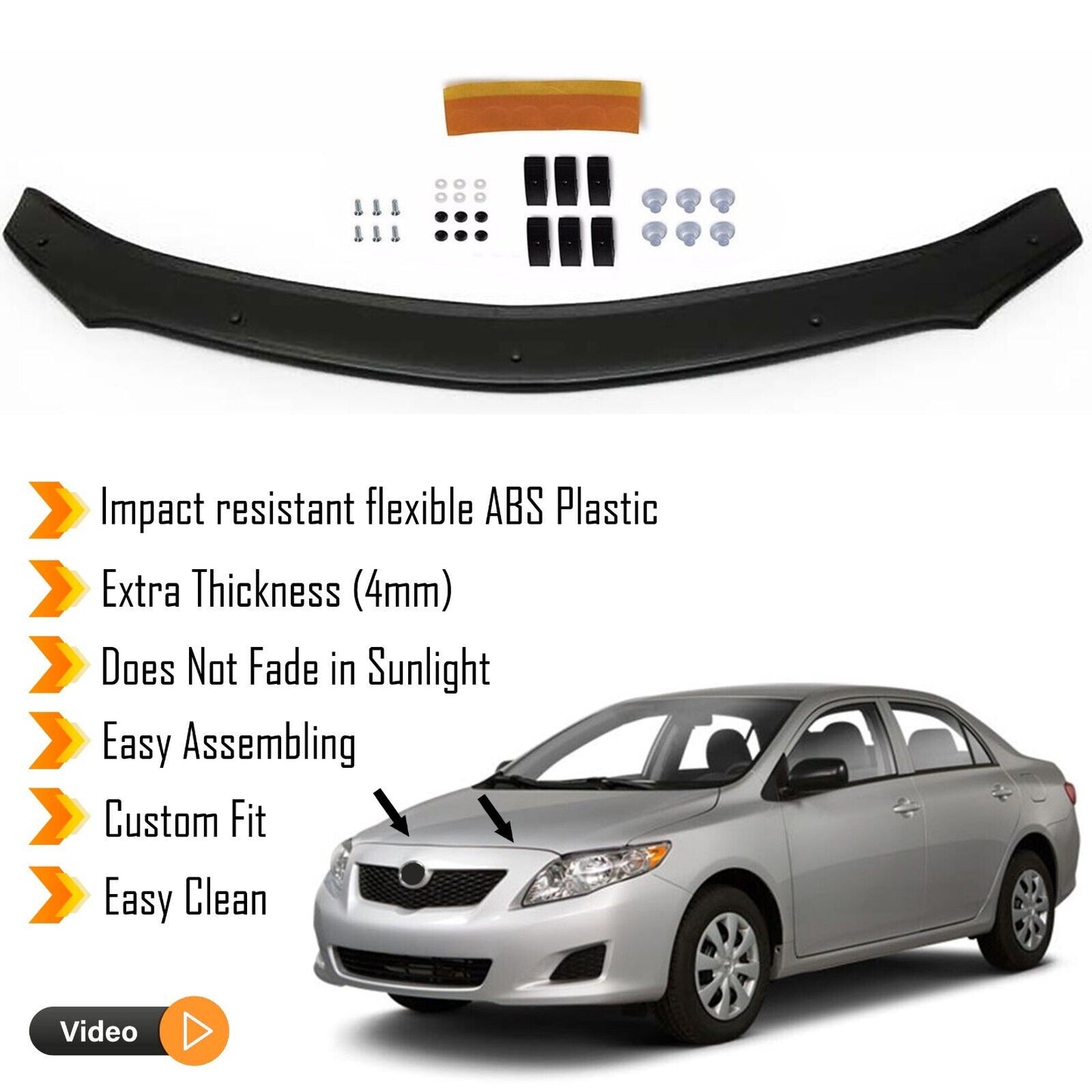 Premium Hood Deflector Guard Fits Toyota Corolla 2008-2013 Bonnet Protector
