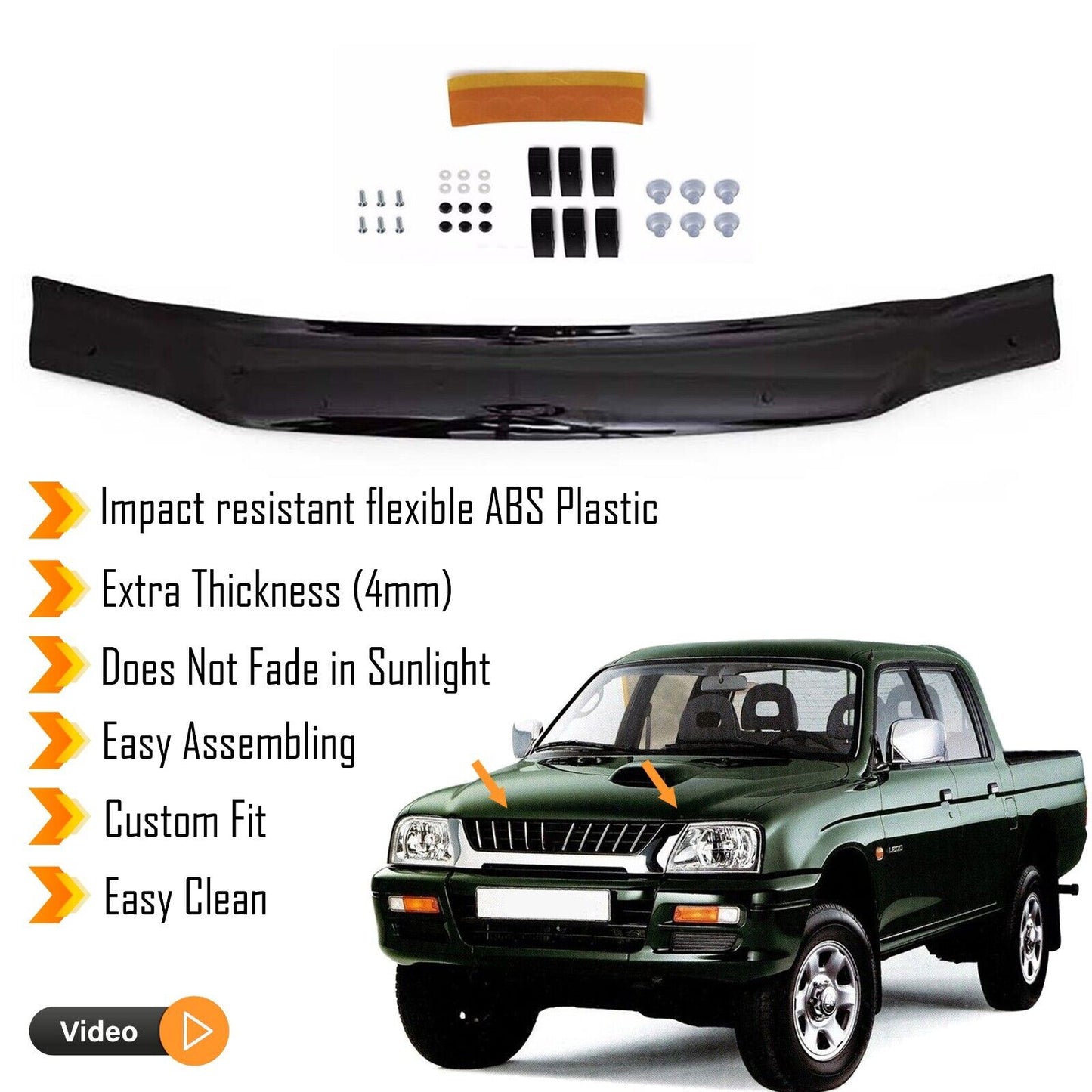 Hood Deflector Guard Fits Mitsubishi L200 Triton 1996-2006 Bug Shield Protector