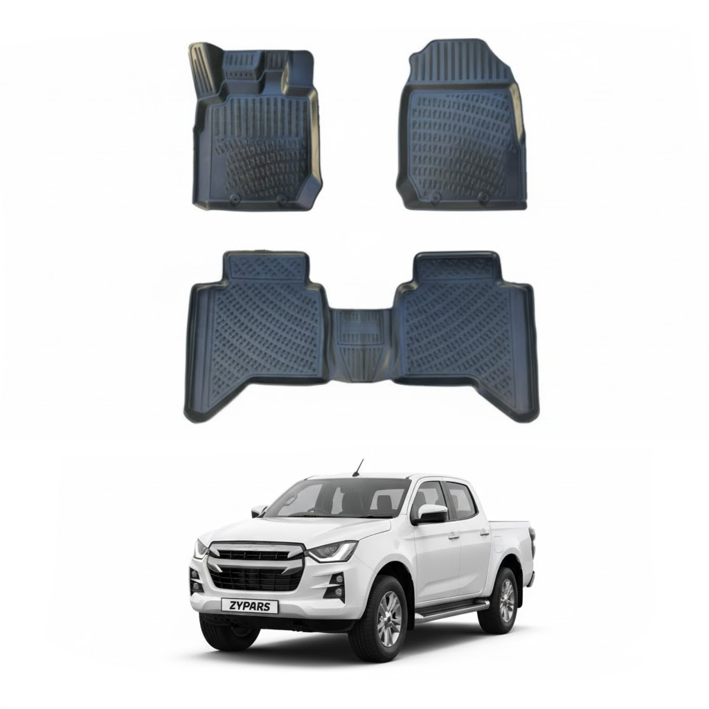 Isuzu D-Max 2019+ Pickup 3D Floor Mats - Black, Double Cab